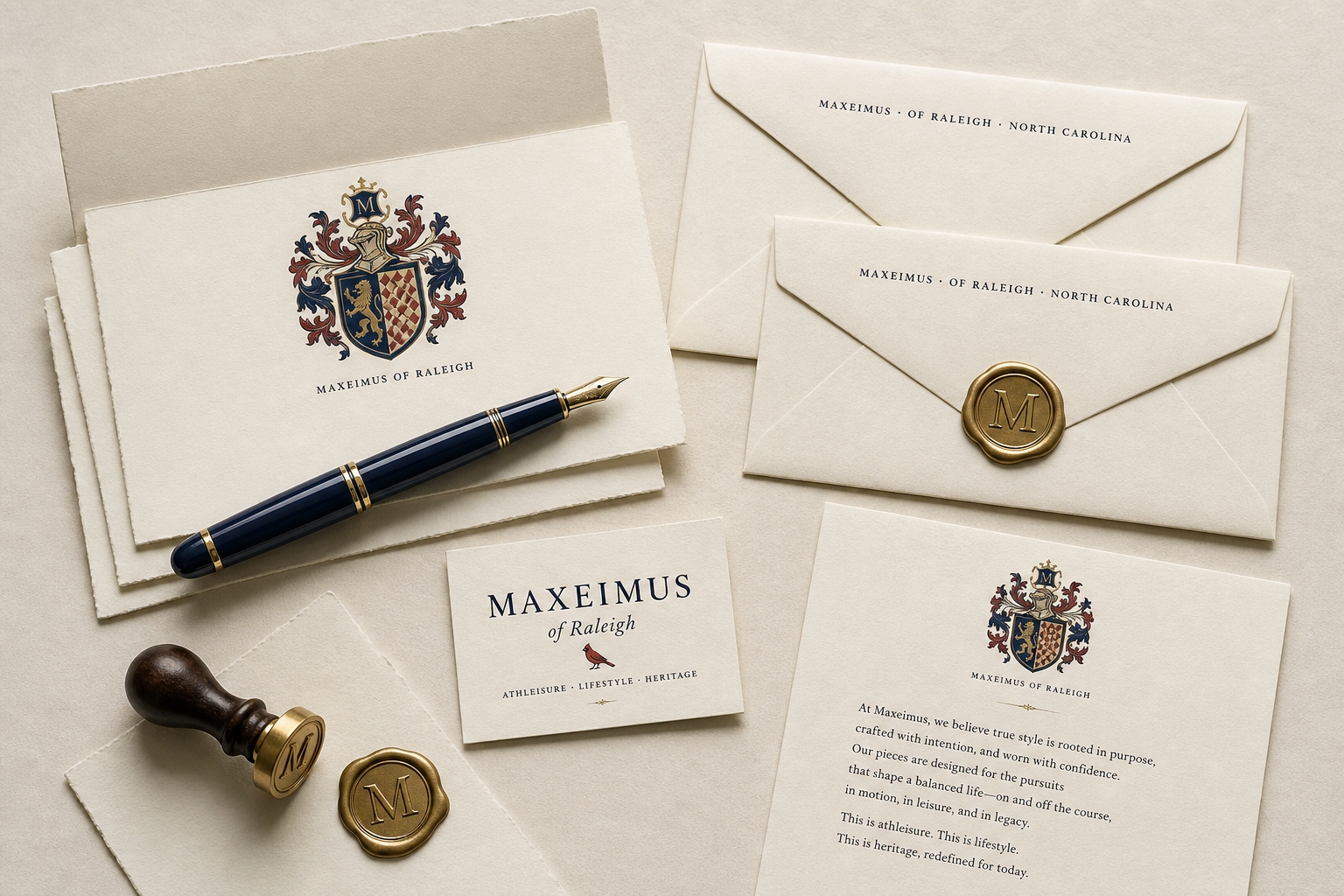 Brand identity mockup — logo, color swatches, and brand guidelines